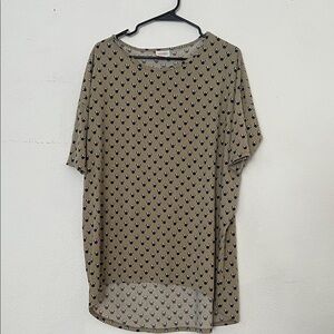 LuLaRoe Black and Tan Geometric Blouse